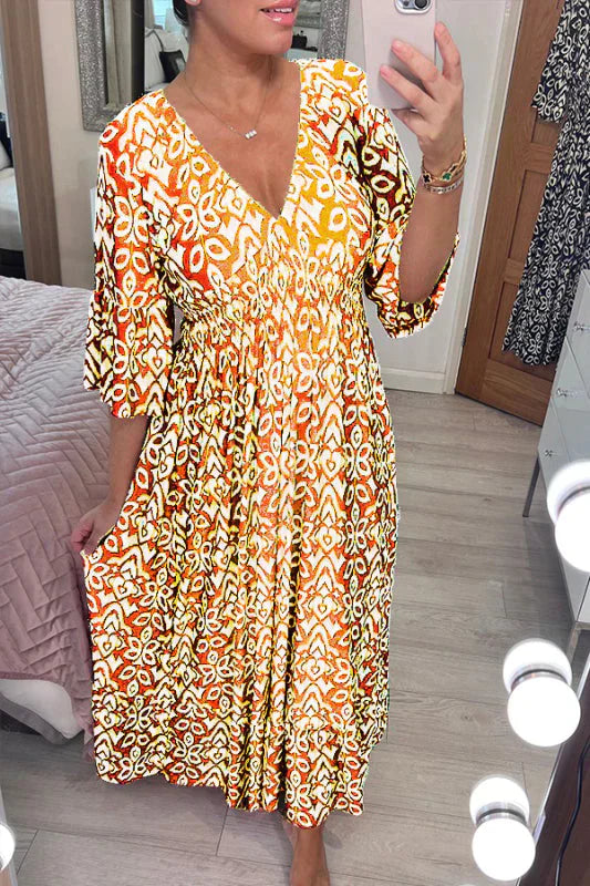 ER | Abito floreale casual con scollo a V