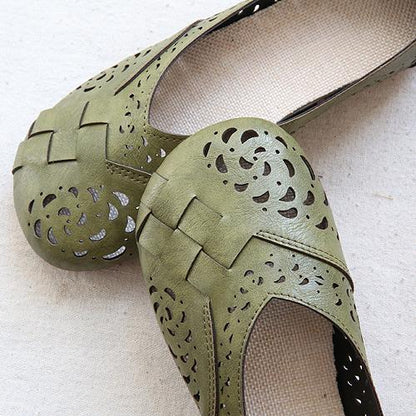 ER | Ballerine in pelle traspiranti in stile vintage