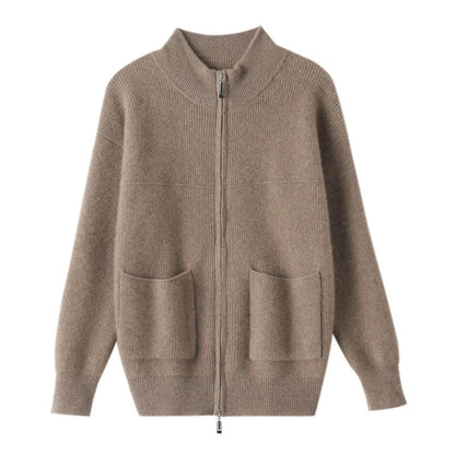 LP | Accogliente cardigan in maglia con collo alto e zip