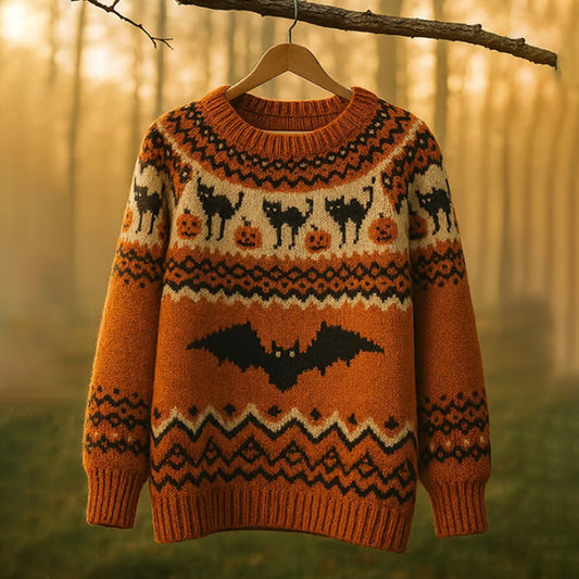 Women's Retro Halloween Print Sweater elevenforest