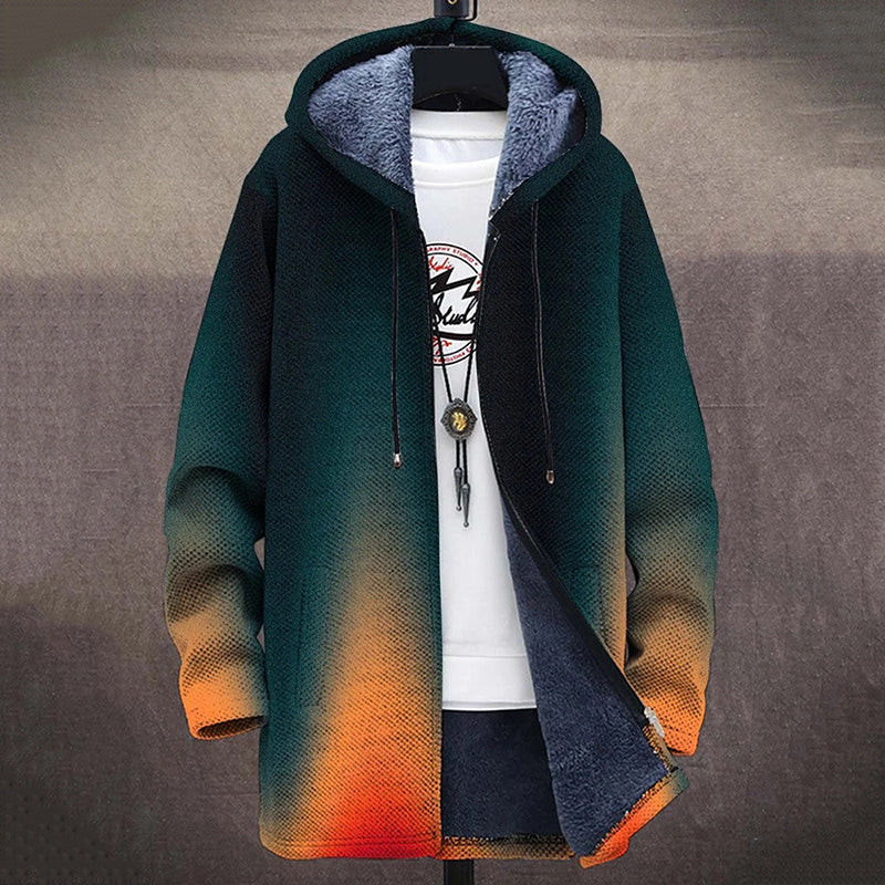 Artistic Gradient Plush Thick Long-Sleeved Sweater Coat elevenforest