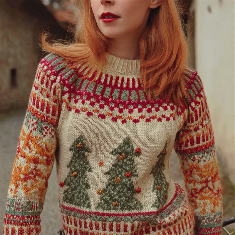 Vintage 80s Christmas Trees Cozy Knit Isle Sweater artswardrobe