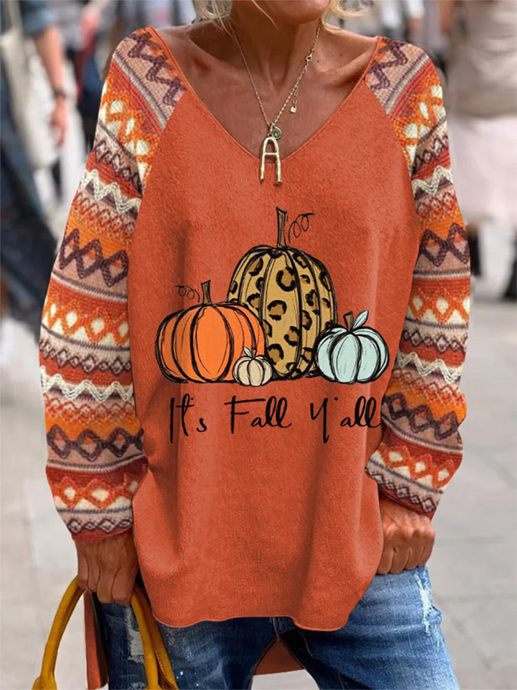 Women's It's Fall Y'all V-neck T-shirt artswardrobe