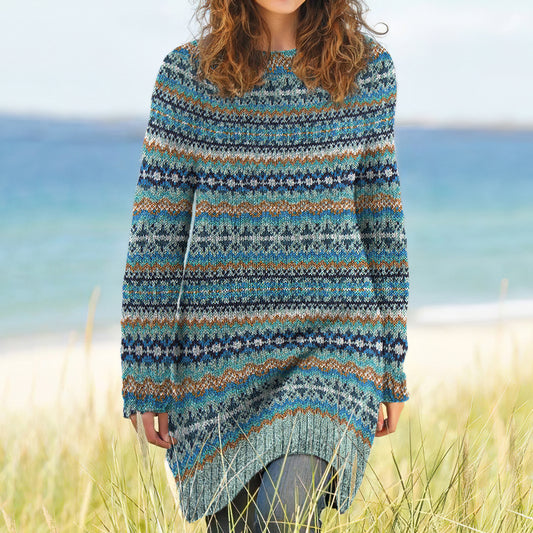 Vintage Icelandic Pattern Knitted Sweater Dress elevenforest
