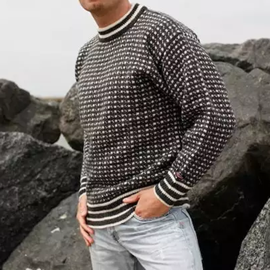 Vintage Knit Warmth Jacquard Icelandic F R Sk Knitted Warm Crew Neck Sweater elevenforest