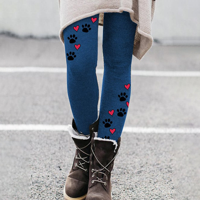 Comstylish Dog Paw Print Casual Everyday Leggings