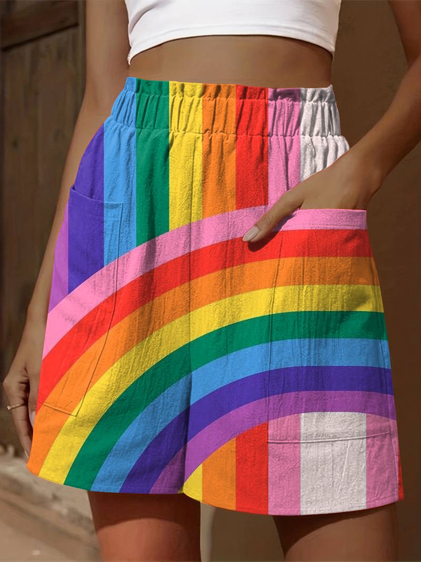 Women's Pride Day Rainbow Color Overlay Print Casual Tiered Palazzo Pants