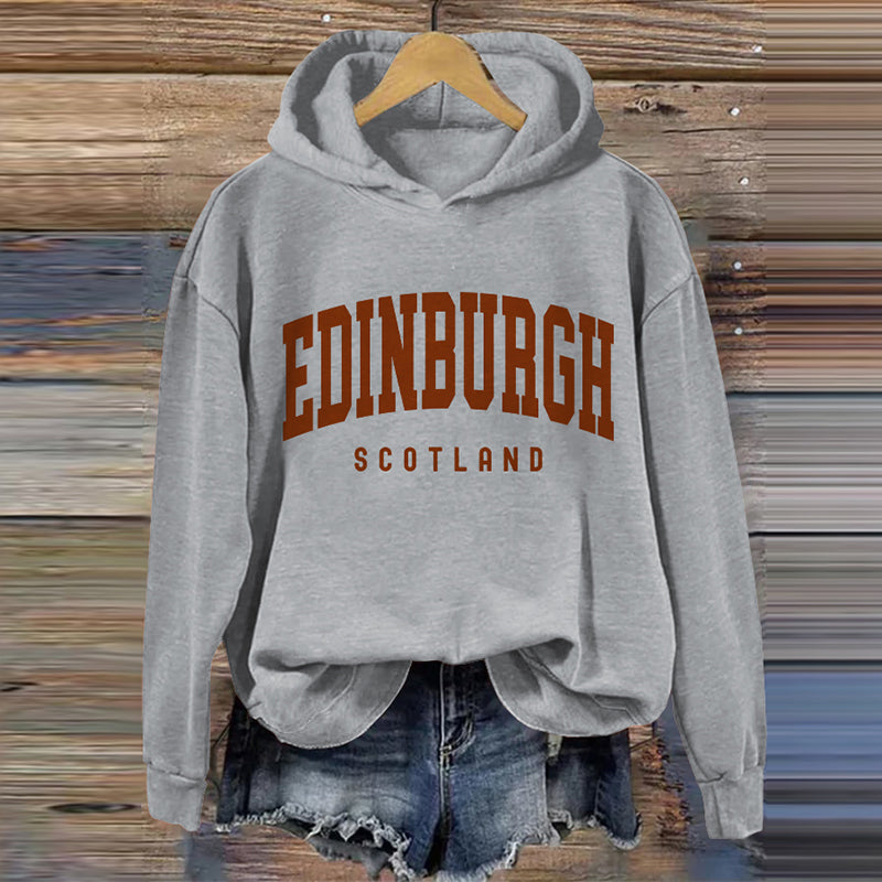 Comstylish Women's Vintage Edinburgh Scotland Print Casual Hoodie