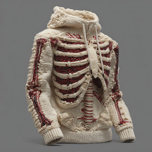 Men's Halloween Skeleton Art  Knit Hooded Sweater artswardrobe