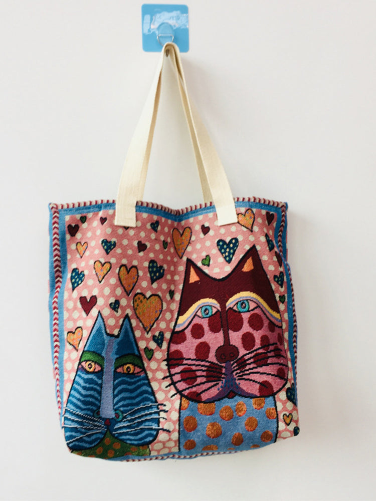 Lovely Cat Art Pattern Tote Bag elevenforest