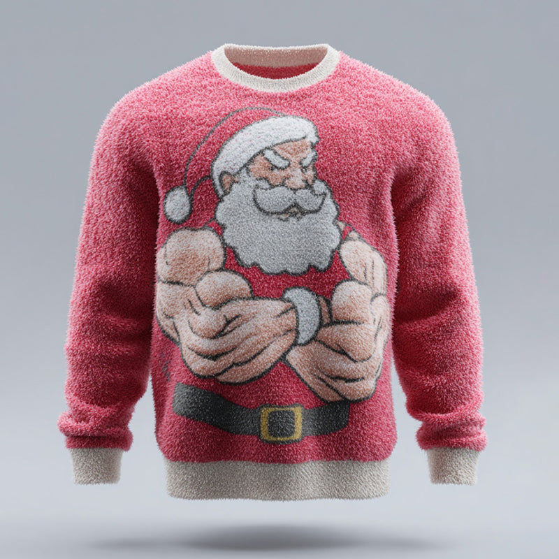 Comstylish Men's Fun Santa Claus Muscle Ugly Sweater