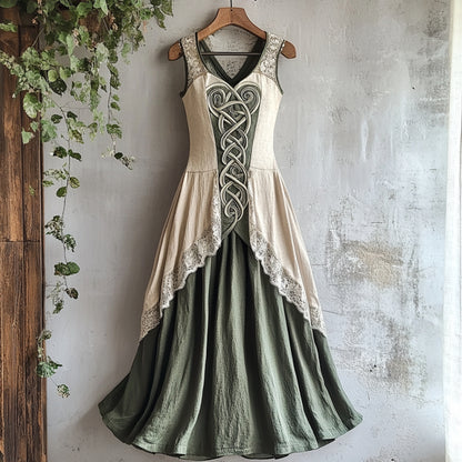 Viking Tribal Celtic Knot Art Lace Linen Tank Dress artswardrobe