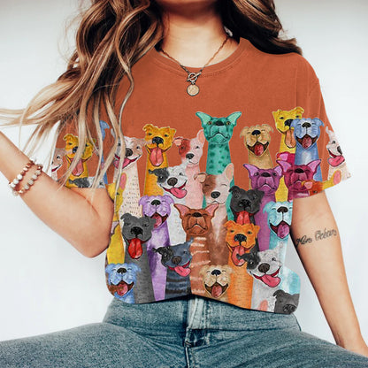 Comstylish Smile Cute Dogs Photo Printed Casual T-Shirt