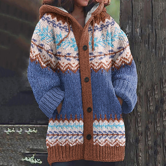 Vintage Iceland Snowflake Knitted Warm Women's Sweater Jacket elevenforest