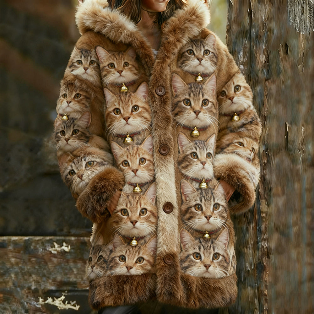 Comstylish Christmas Bell Cat Warm Cardigan Long Sweater