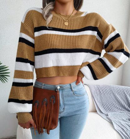 Beatriz® | Short striped women's sweater