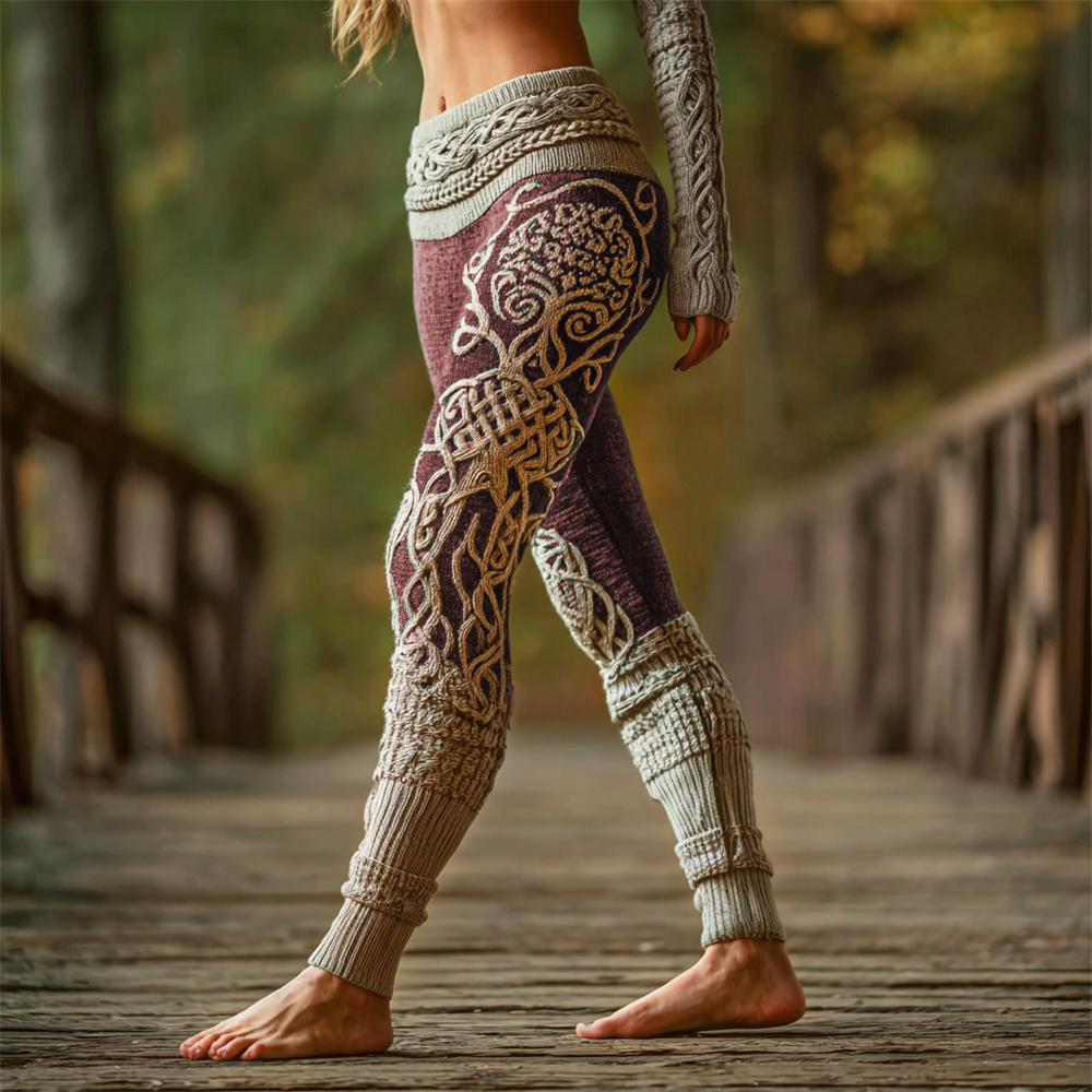 Viking Tree Of Life Art Women's Knit Leggings artswardrobe
