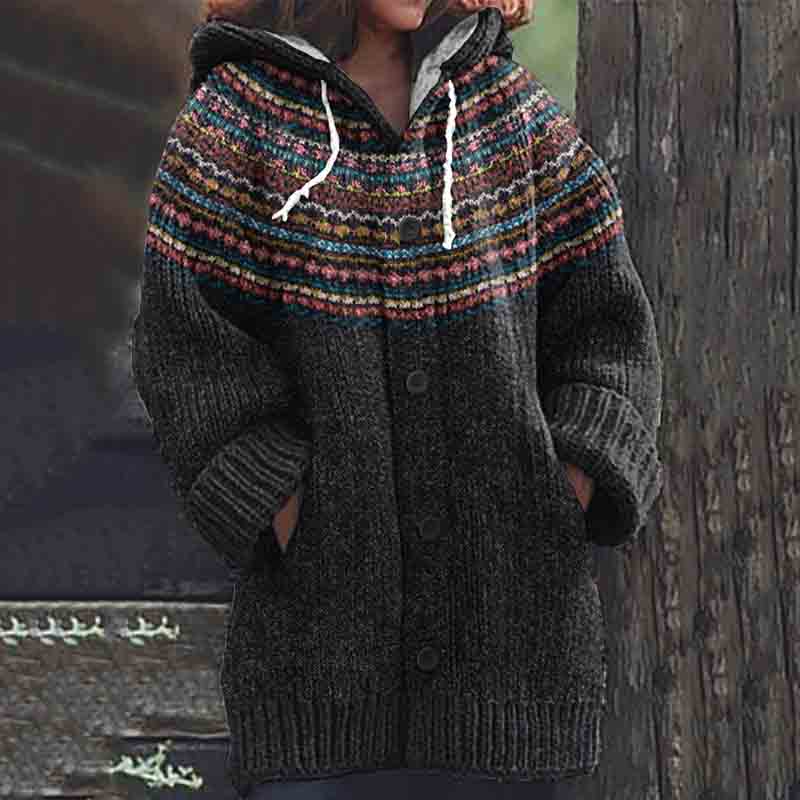 Vintage Knitted Jacquard Pattern Cozy Cardigan Sweater elevenforest