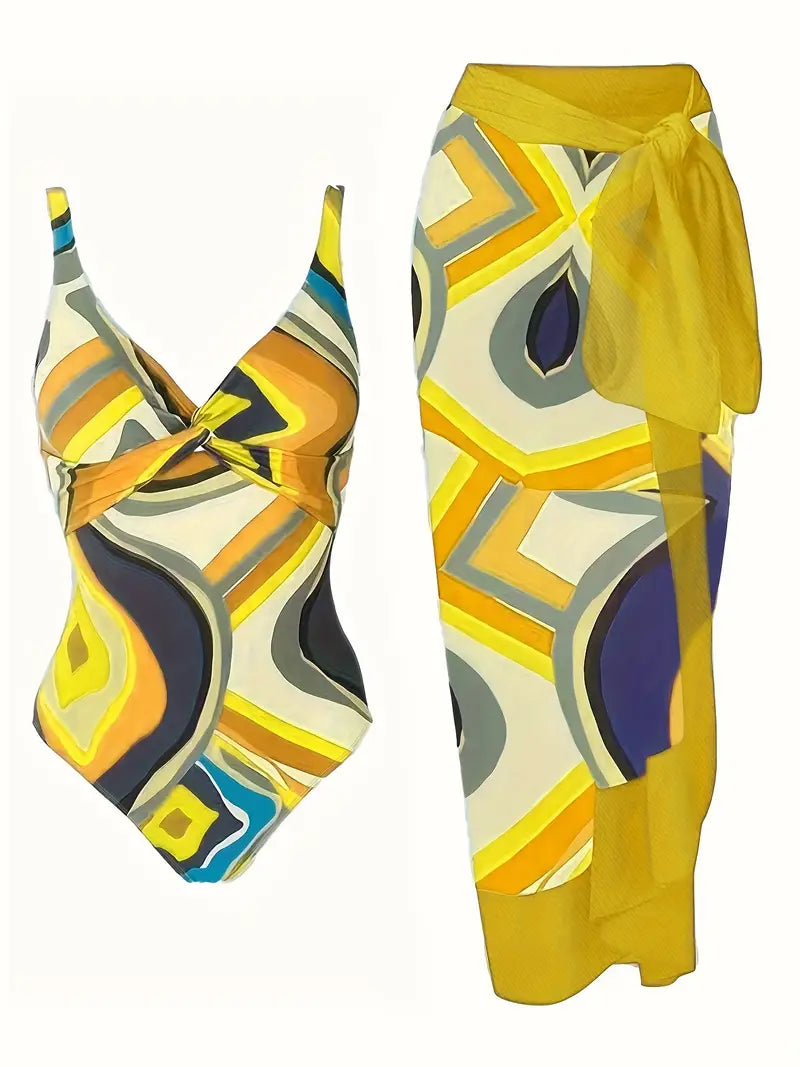 Costume da bagno affascinante con stampa tropicale