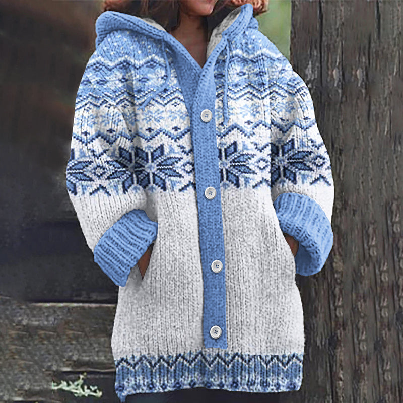 Vintage Christmas Snowflake Pattern Knitted Warm Sweater Cardigan elevenforest