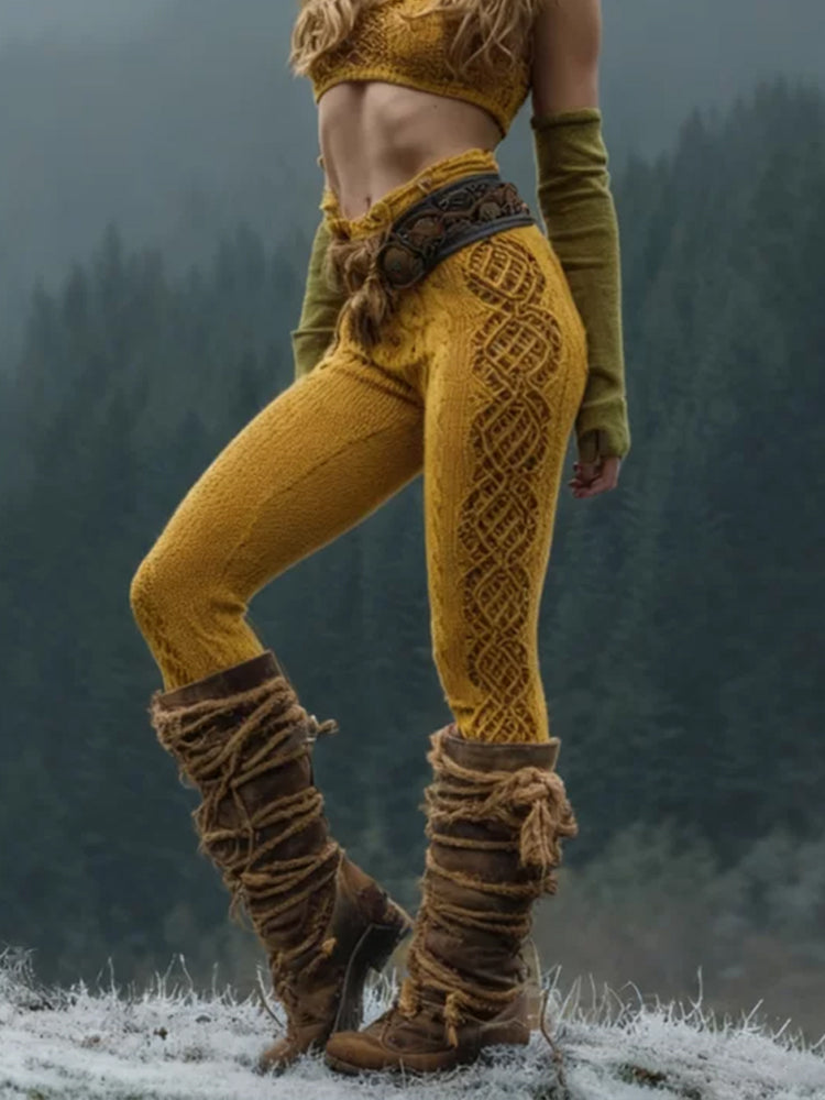 Viking Style Celtic Knot Embroidered Leggings