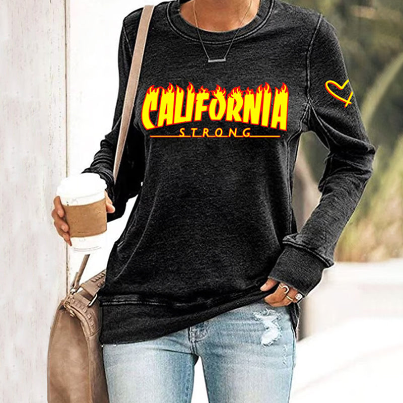 Comstylish Retro Women's California Strong Los Angeles Palisades Fire Inspired Print Sweatshirt