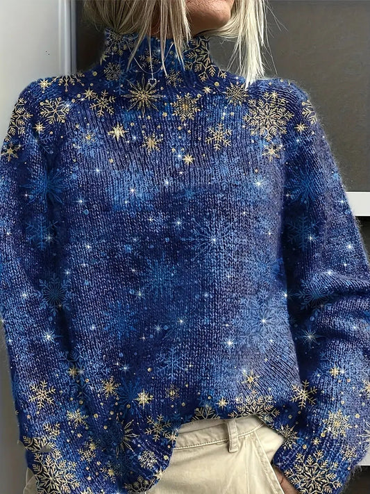 Snowflake Pattern Knit Women's Icelandic Sweater elevenforest