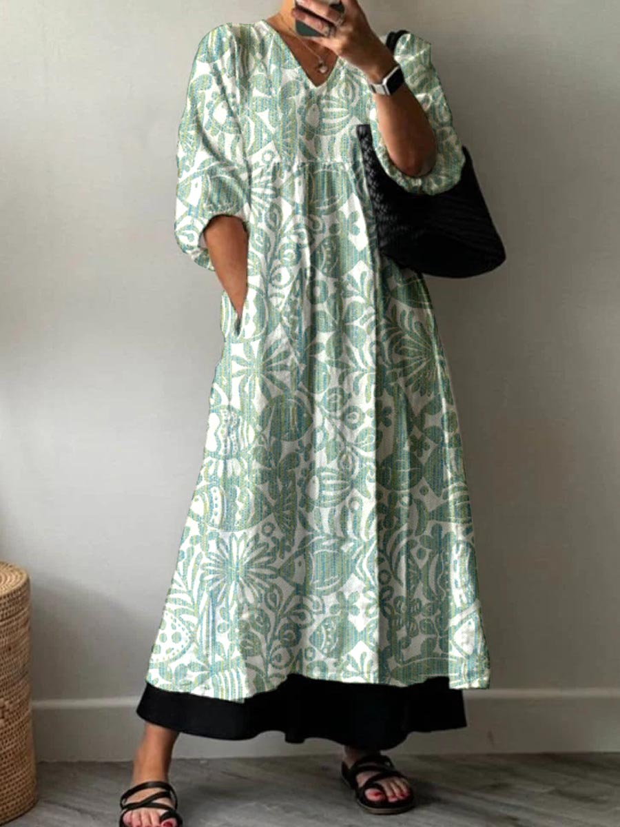 Women's Resort Style Patterned Cotton Dress