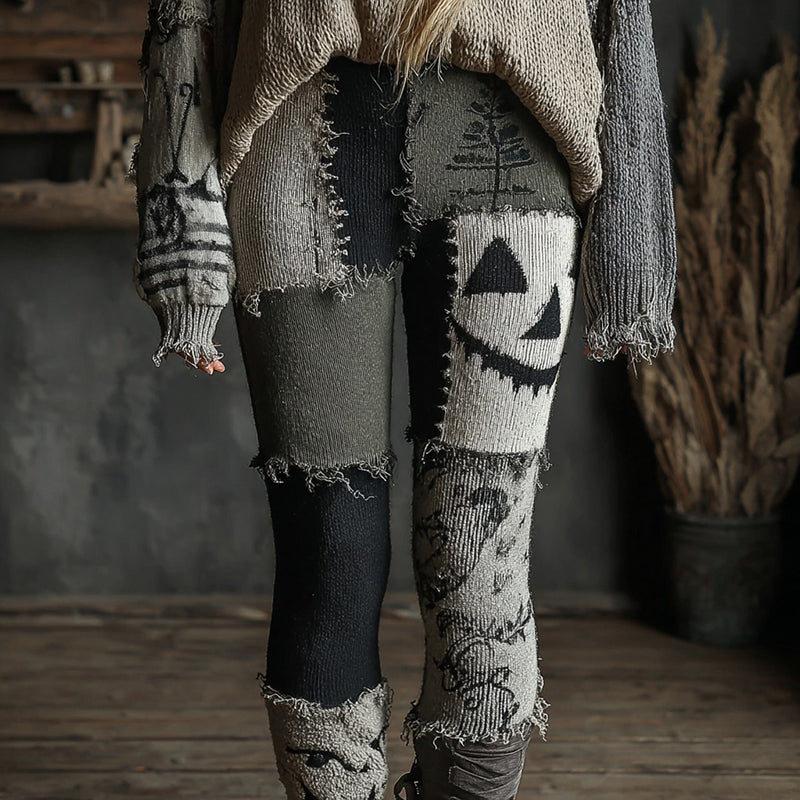 Halloween Pumpkin Colorblock Comfort Leggings elevenforest