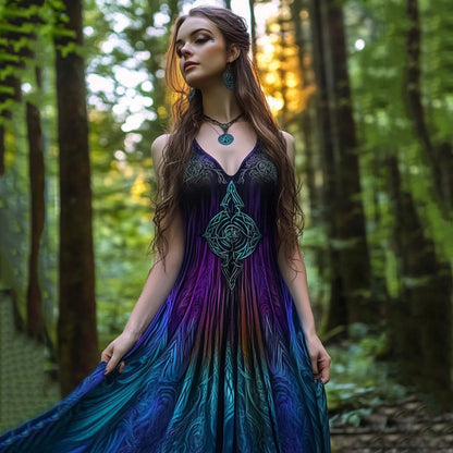 Vintage Viking Gradient Tribal Pattern Comfy Tank Dress artswardrobe