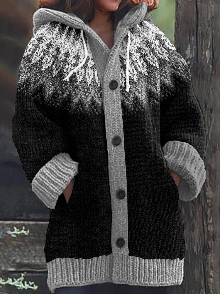 Vintage Tribal Icelandic Pattern Cozy Cardigan Sweater artswardrobe