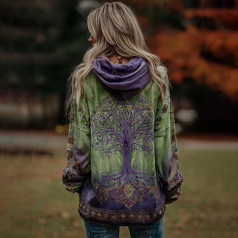 Comstylish Women's Viking Life Of Tree Art Knitted Cozy Hooded