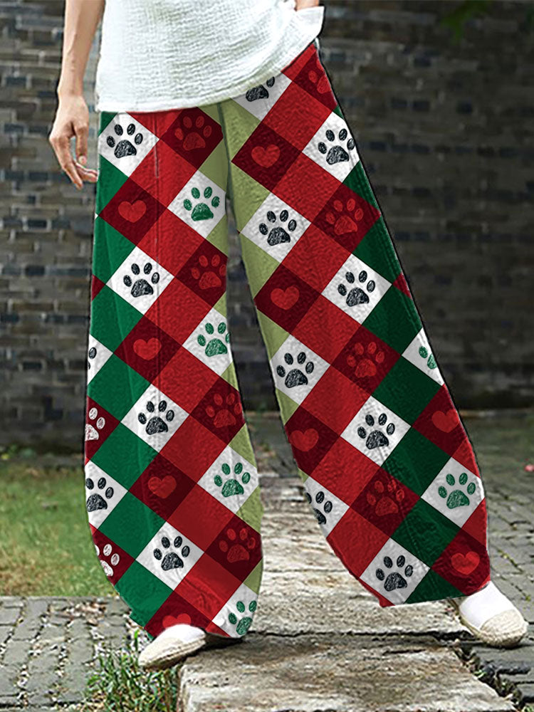 Comstylish Women's Colorful Cute Dog Paws Print Pants