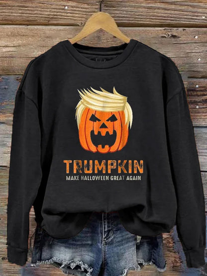Comstylish Women's Trumpkin Make Halloween Great Again Halloween Fun Print Sweatshirt