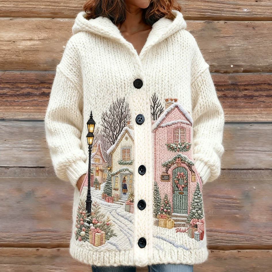Christmas Winter Warm Women's Hooded Knit Sweater Jacket