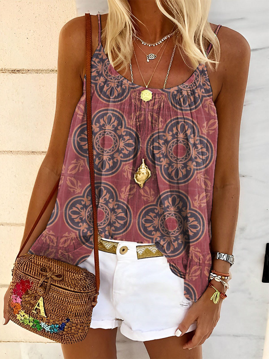 Retro Pattern Women's Print Tank Top