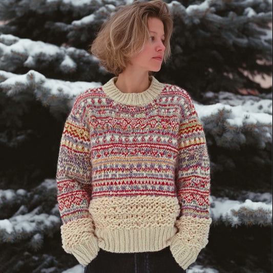 Women's Winter Fair Island Round Neck Sweater artswardrobe