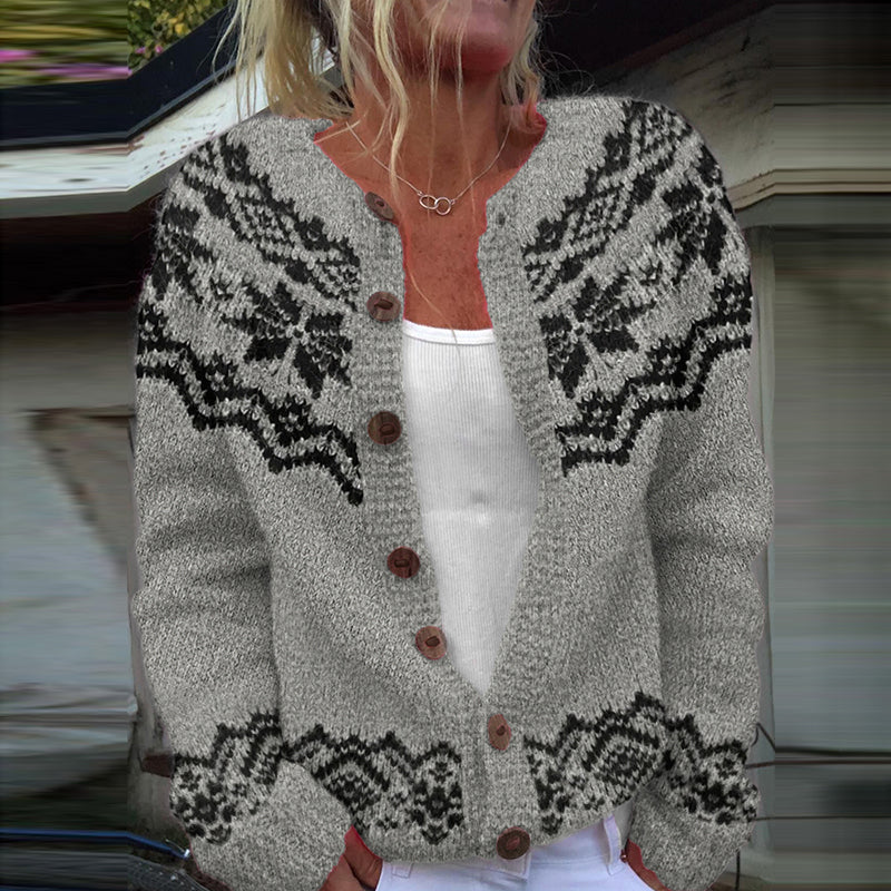 Vintage Snowflake Knitted Embroidery Warm Cardigan Sweater elevenforest