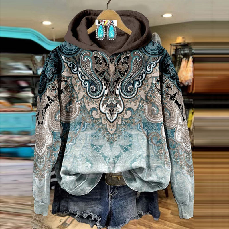 Comstylish Women's Paisley Print Casual Sweatshirt