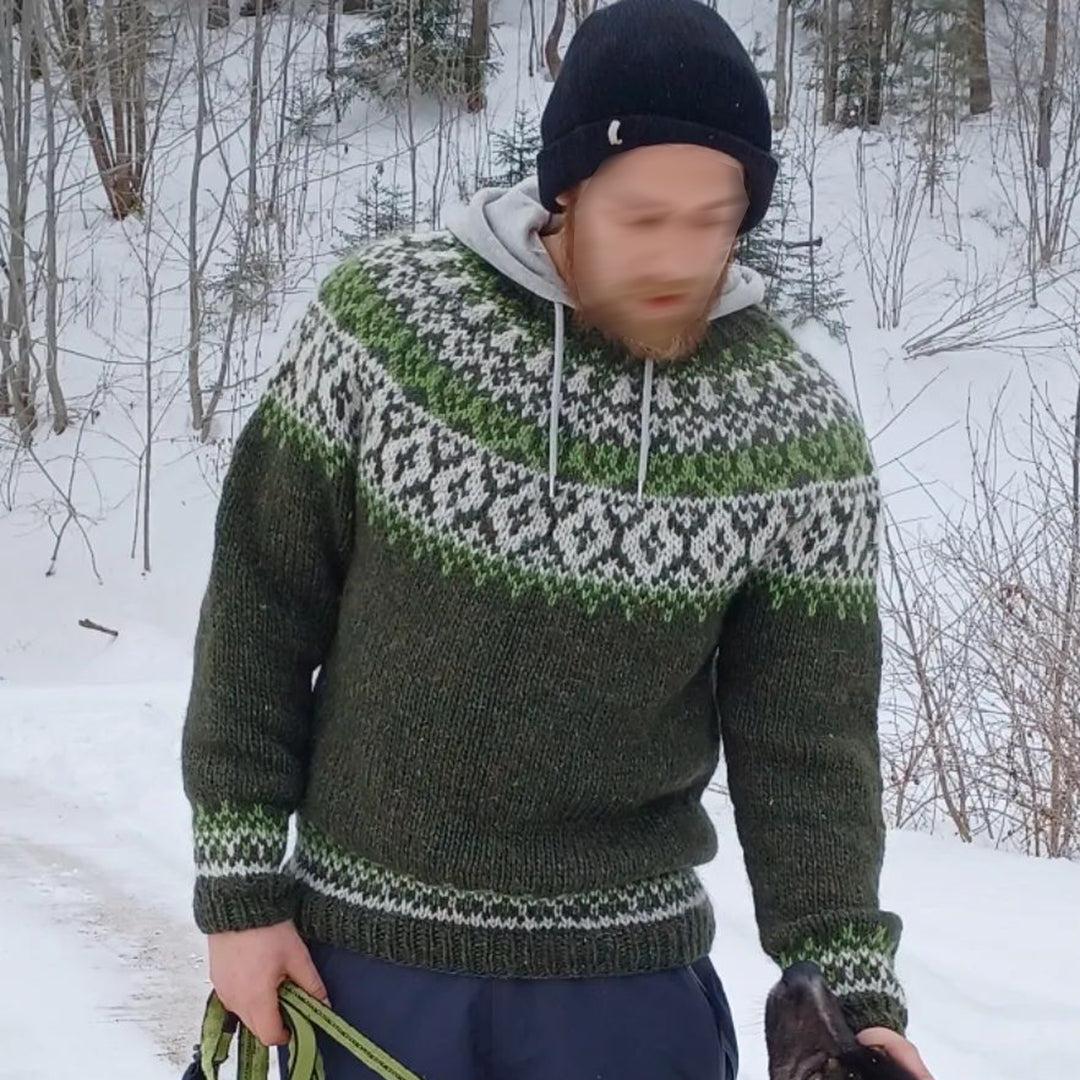Men's Vintage Knitted Jacquard Crew Neck Sweater elevenforest