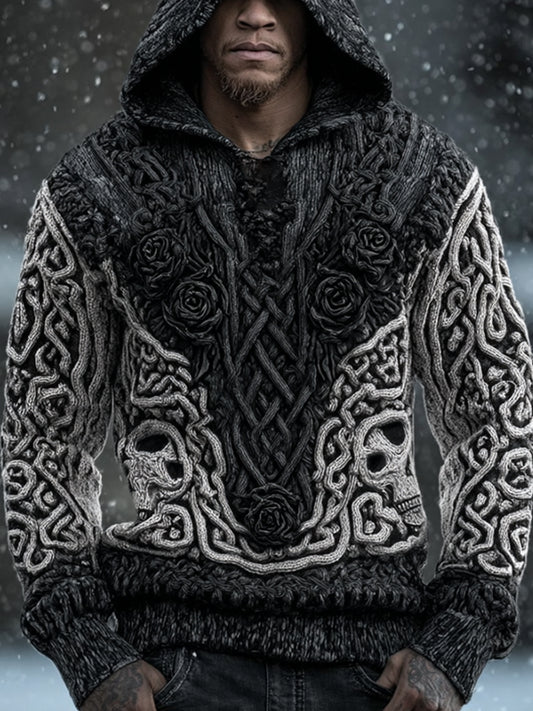 Men's Viking-style Vintage Hooded Sweater elevenforest