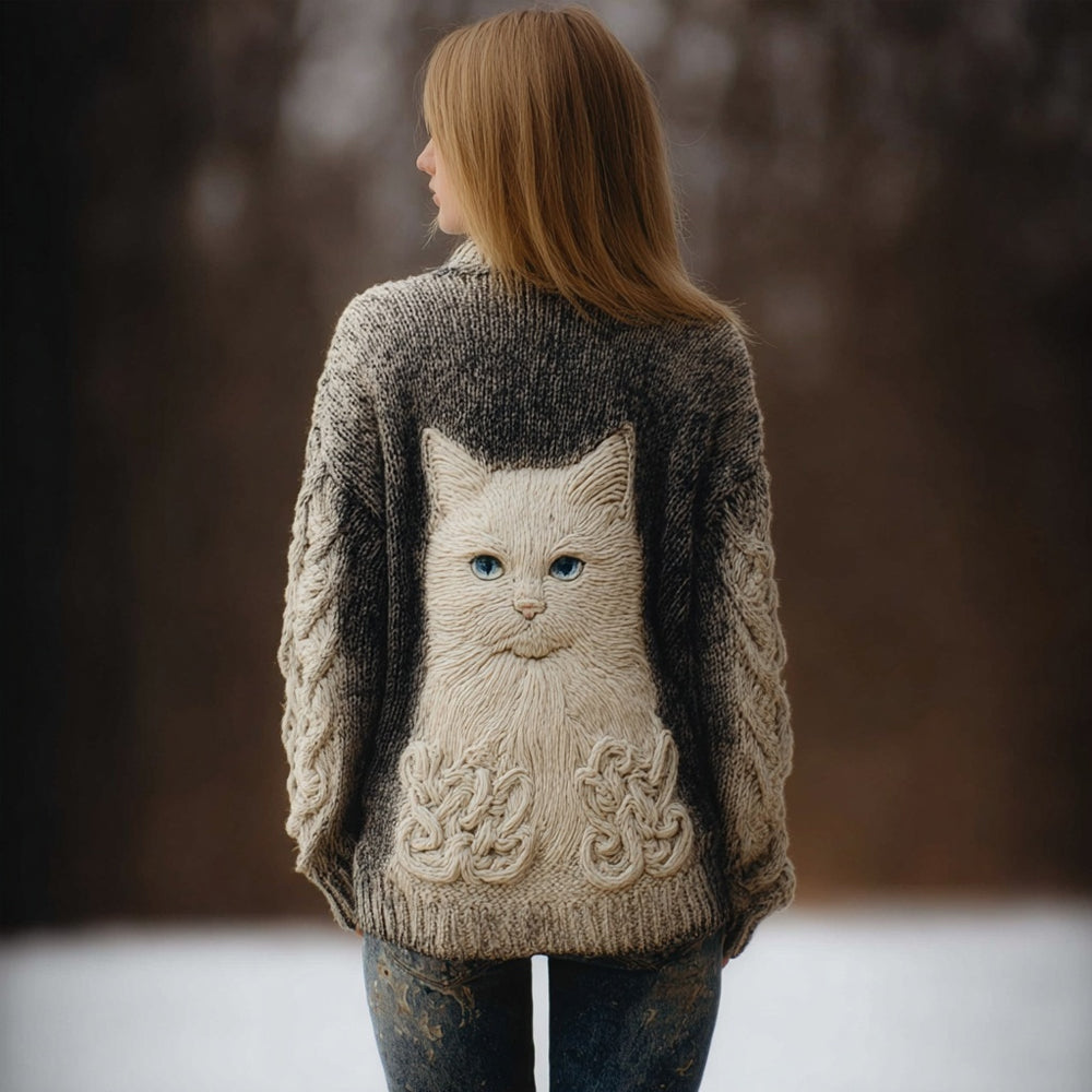 Vintage Cute Cat Embroidered Cozy Sweater Cardigan elevenforest