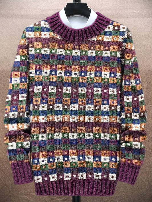 Vintage Geometric Pattern Men's Knit Sweater elevenforest