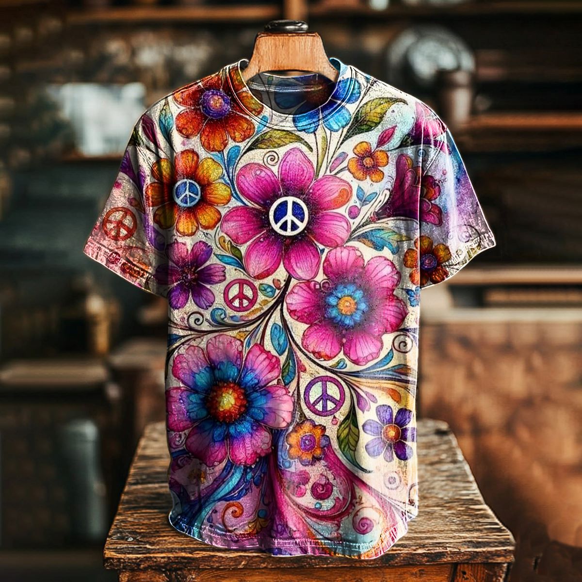 Hippie Floral Art Print T-Shirt