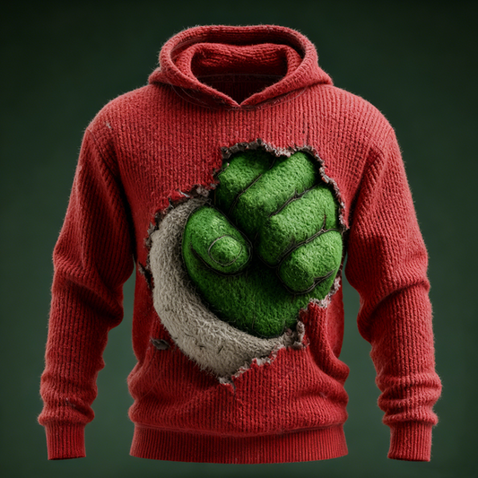 Comstylish Funny Santa Claus Design Men's Knit Hooded Sweater