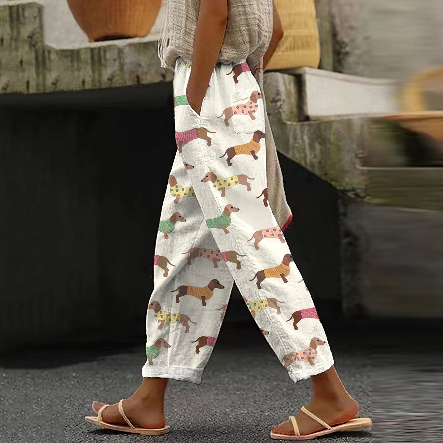 Women's Vintage Dachshund Casual Pants artswardrobe