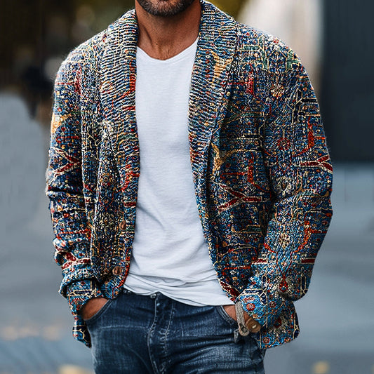 Men'S Retro Ethnic Totem Printed Knitted Sweater elevenforest