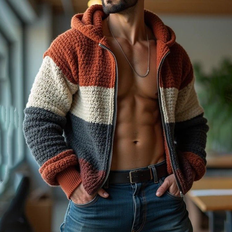 Urban Fashion Splicing Men'S Cardigan Sweater artswardrobe