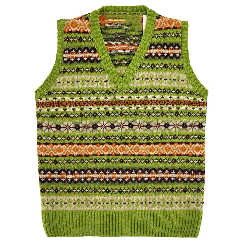 Vintage Geometric Southwest Print Vest Sweater artswardrobe