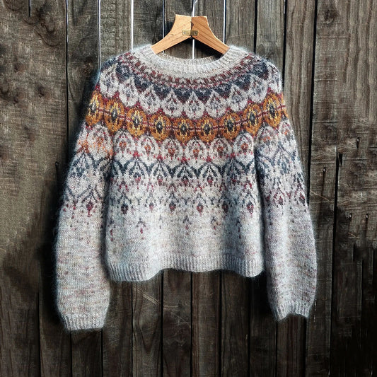 Vintage Geometric Round Neck Long Sleeve Knitted Sweater elevenforest